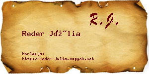 Reder Júlia névjegykártya